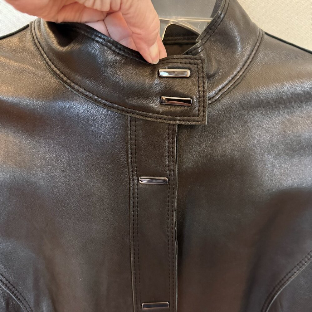 Artifacts Black Leather Jacket Coat Cool Snap Clo… - image 7